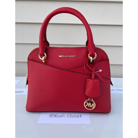 Michael Kors satchel dome purse jet set medium bag flame - Picture 1 of 11